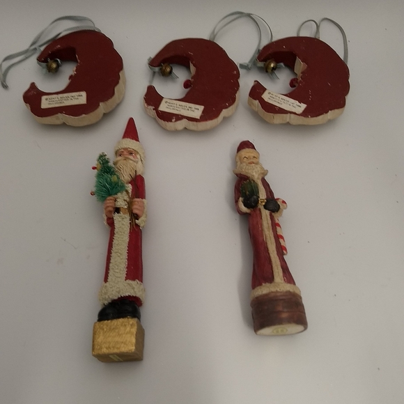 Lot of 5 Kurt Adler Santa Crescent Moon Shaped 3 Ornaments & 2 Figurines - Picture 2 of 8